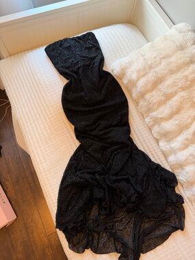 Oh Polly Black Strapless Mermaid Gown